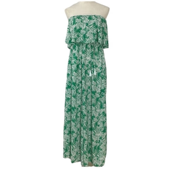 Japna Boho Green White Tropical Maxi Dress Size Medium New - Picture 2 of 9
